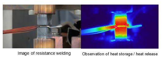 Image of resistance welding /  heat Observation of heat storage release