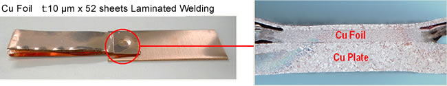 Cu Foil　t:10 μm x 52 sheets Laminated Welding